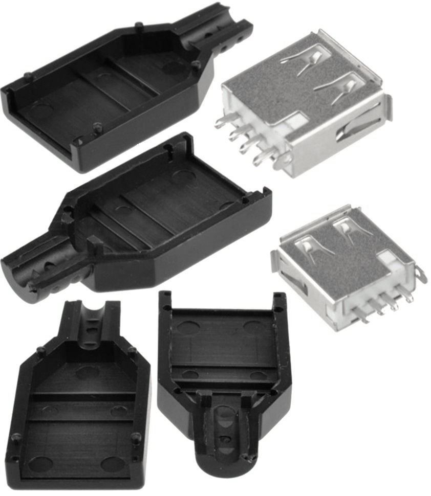 Conector USB Hembra Aereo 4 pin Negro para Cable